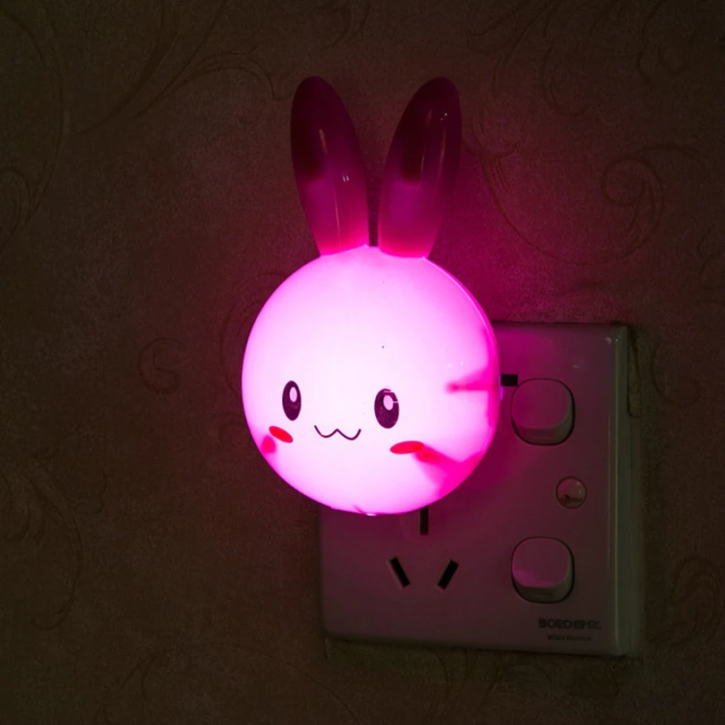 star night light LED Cartoon Rabbit Night Lamp Switch ON/OFF Wall Light AC 220V EU US Plug Bedside Lamp Decor For Children Kids Baby Gifts star wars night light