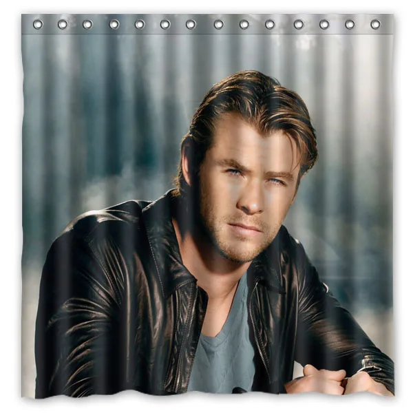 Customized Waterproof Bathroom Chris Hemsworth Shower Curtain Polyester Fabric Bath Curtain With 12 Hooks 180*180cm