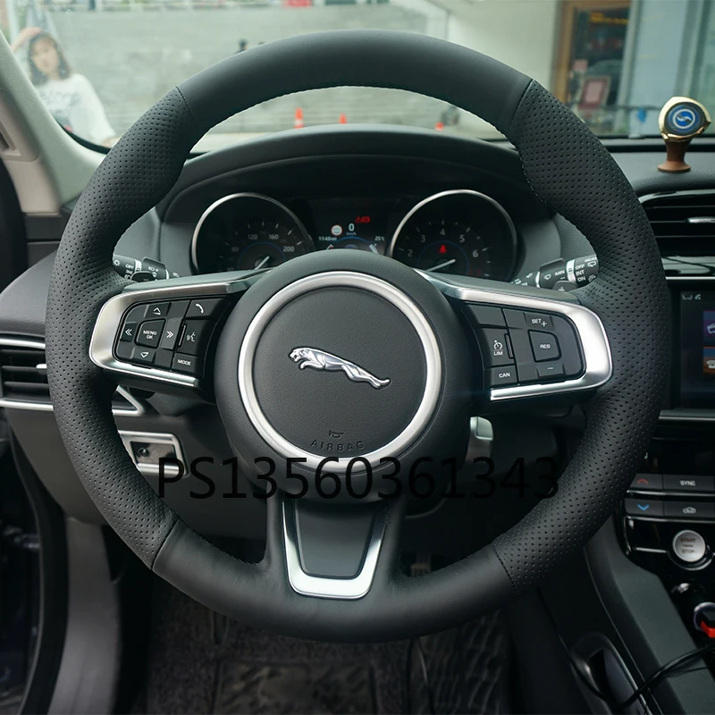 

For Jaguar steering wheel cover XFL XEL XJL F-PACE XKR XE hand-stitched leather suede grip cover