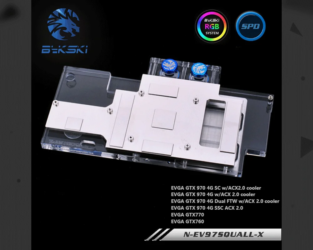 Bykski N-EV97SQUALL-X, полное покрытие видеокарты водяного охлаждения блок RGB/RBW для EVGA GTX970 sc acx2.0 GTX770 GTX760