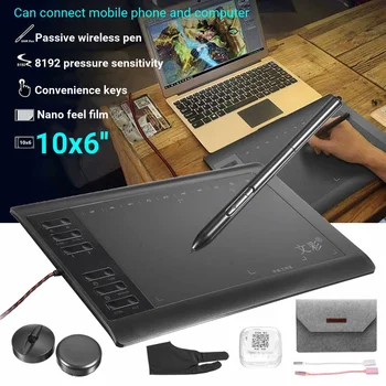 

9.4x14.17 Inches Graphic Drawing Tablet Anime Graphic Table 8192 Levels 233 Point Quick Digital Tablet With Battery Pen+Bag