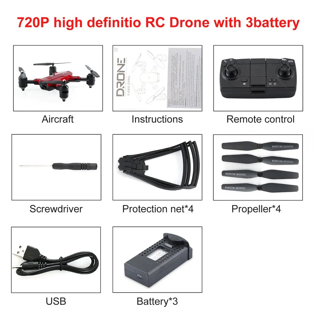720P 3 Battery Red ZD5-G gps складной Радиоуправляемый Дрон с двойной камерой жестов фото пульт дистанционного управления Игрушечная машина Безголовый режим оптического позиционирования потока - Цвет: 720P 3 Battery Red