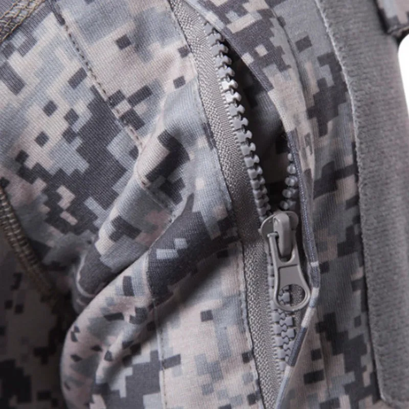 European Version Men T Shirt Gym Tshirt Men Military Outdoor Fitness Camouflage Man's T-shirt Long Sleeve Zipper Male T-shirt