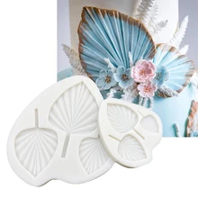 Molde de silicona con forma de hoja de palma, herramientas de resina para decoración de pasteles, Fondant, magdalenas