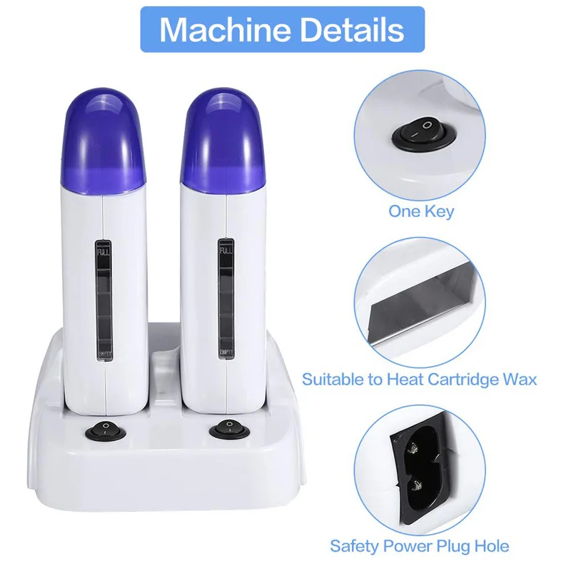 Wax Heater Hair Removal Wax Hair Removal Tool Portable Roll on Wax Cartridge Double Depilatory Wax Heater Warmer with a Base Melted Machines for Hair Removal for Home