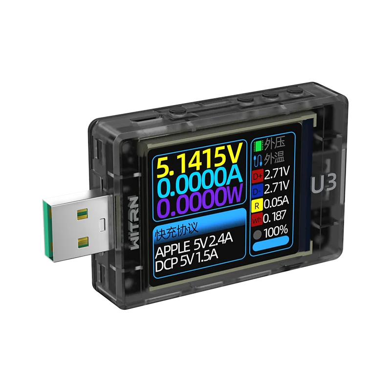 

NEW WITRN U3 current and voltmeter USB tester QC5PD detects PPS fast charge protocol ripple spectrum