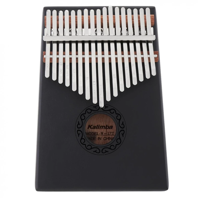 Hot-17 Key Black Single Board Mahogany Thumb Piano Mini Keyboard Instrument with Complete Accessories