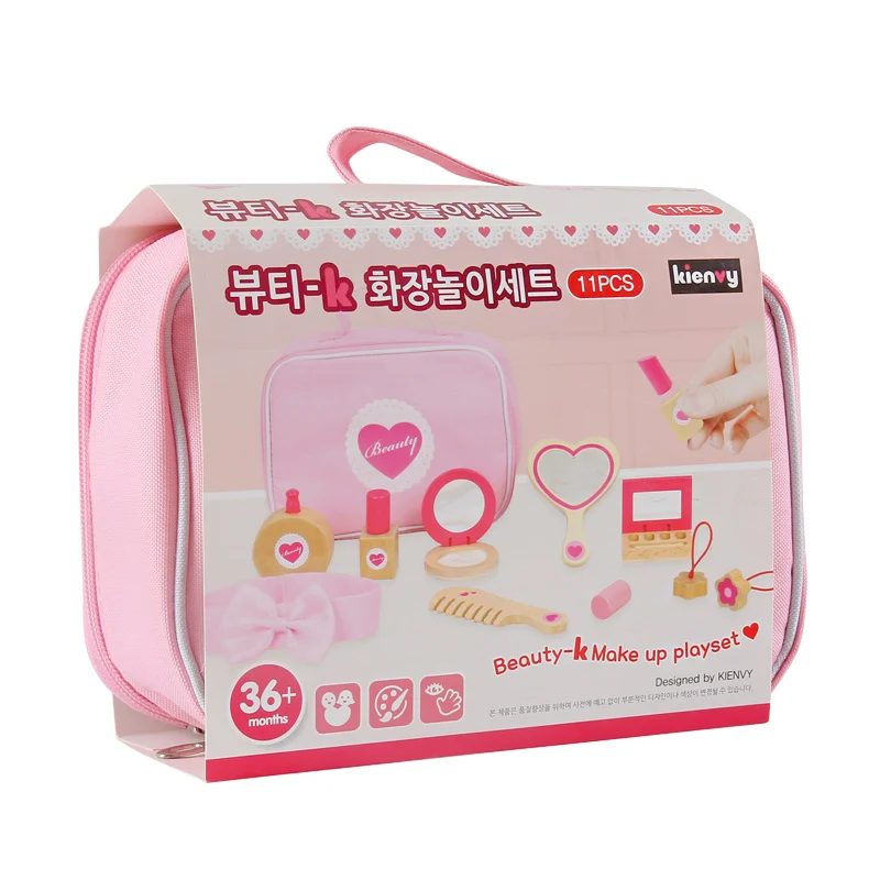 New Arrival Simulation Doctors Baby Wooden Toys For Kids Pink Strawberry Beauty and Fashion Toys Cosmetic Bag Educational Gift