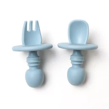 Ensemble Mini fourchettes et cuillères en Silicone pour bébé, sans Bpa 