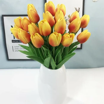 

10pcs Artificial Tulip Flower Simulation Tulip Fake Flower Bouquet for Wedding Hand Holding Bouquet Banquet Home Garden Decor