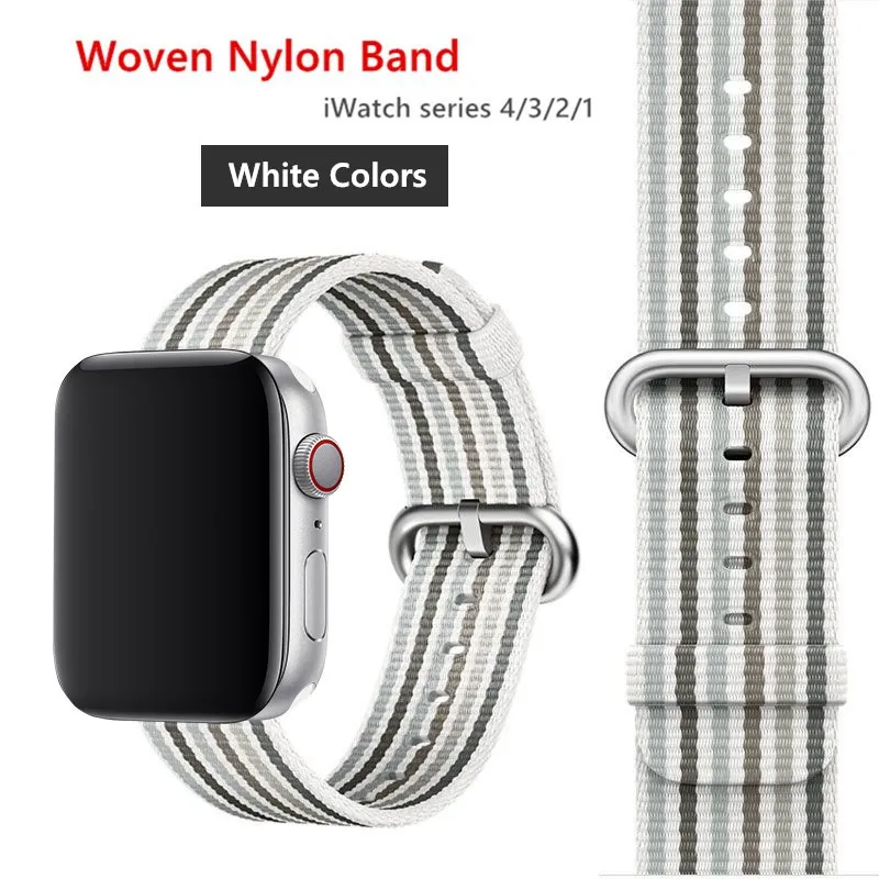 white colors Нейлоновый ремешок для Apple Watch 44 мм 40 мм iWatch 38 мм 42 мм спортивный тканевый браслет для часов Apple watch 5 4 3 2 1 38 - Цвет ремешка: white colors