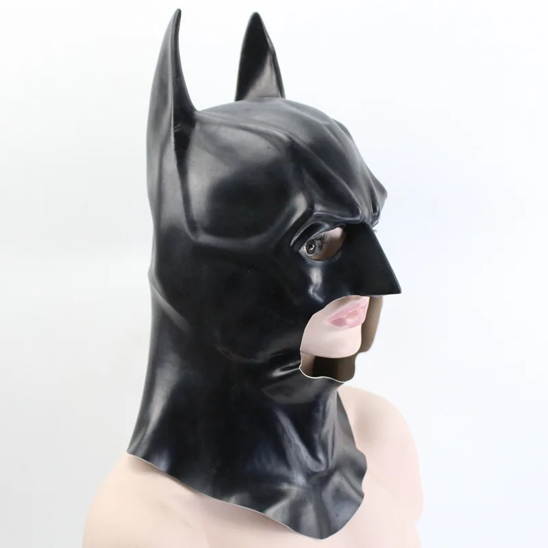 

Batman Mask Full Head Black And White with Pattern Celebrity Style Halloween Performance Latex Mask Makeup Dance Mask