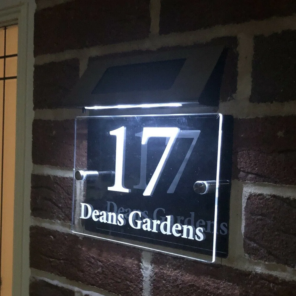 Door Sign Numbers House Sign Plaques Solar Light Door Acrylic Aluminum Backplane