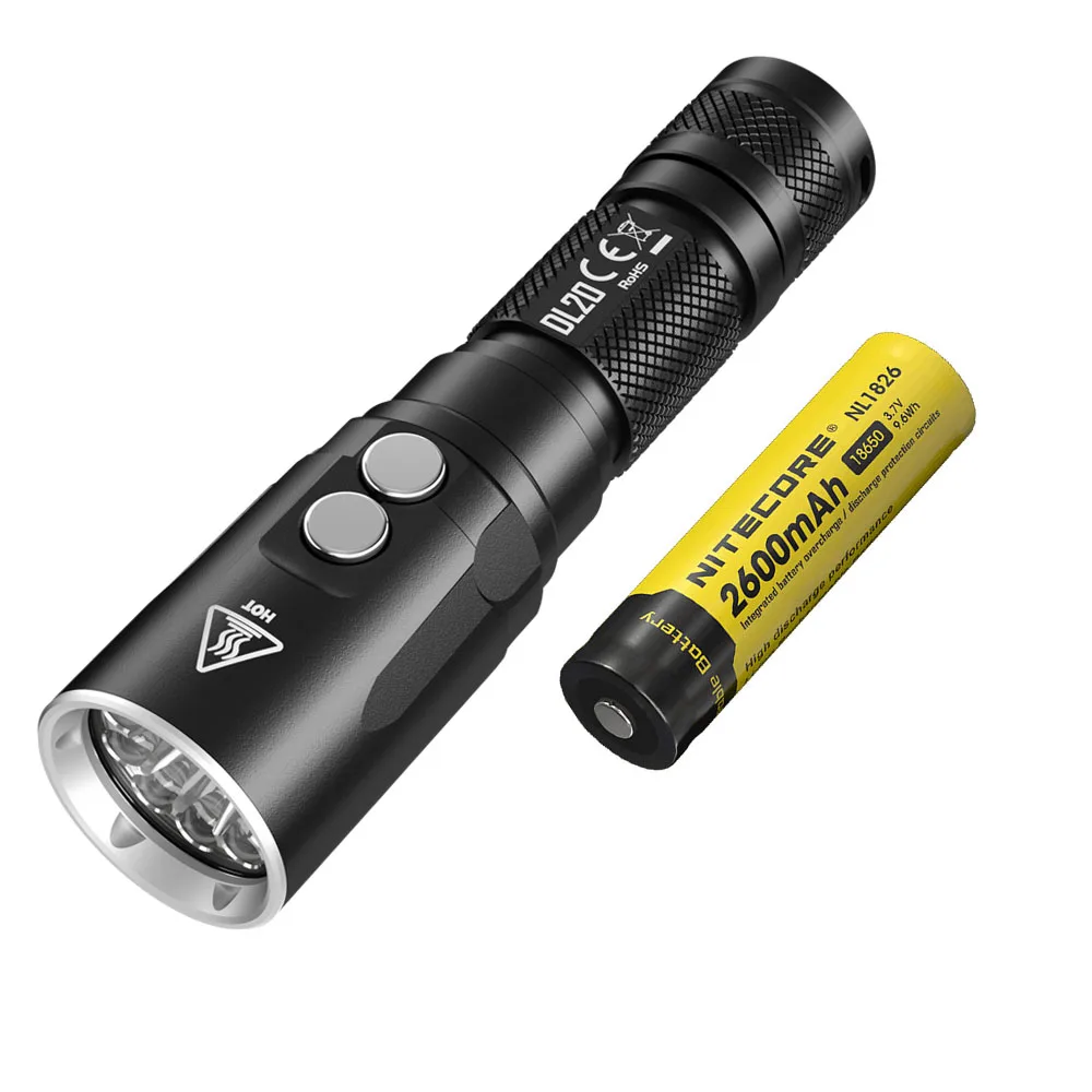 DL20 NL1826 NITECORE DL20 подводный фонарик CREE XP-L HI V3 max 1000lm бросок 223 м 100 м Водонепроницаемый погружной Дайвинг свет с батареей - Испускаемый цвет: DL20 NL1826