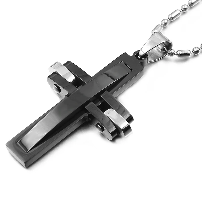 ATGO Black Cross 2019 New HOT SALE Fashion Jewelry Charm chain Women's/Men's Stainless steel Necklaces For Boys And Girls Lover 6