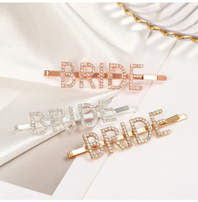 Pinza para el pelo para novia, horquilla para el pelo con purpurina de oro rosa para boda, despedida de soltera, fiesta de noche de despedida de soltera, regalo de decoración