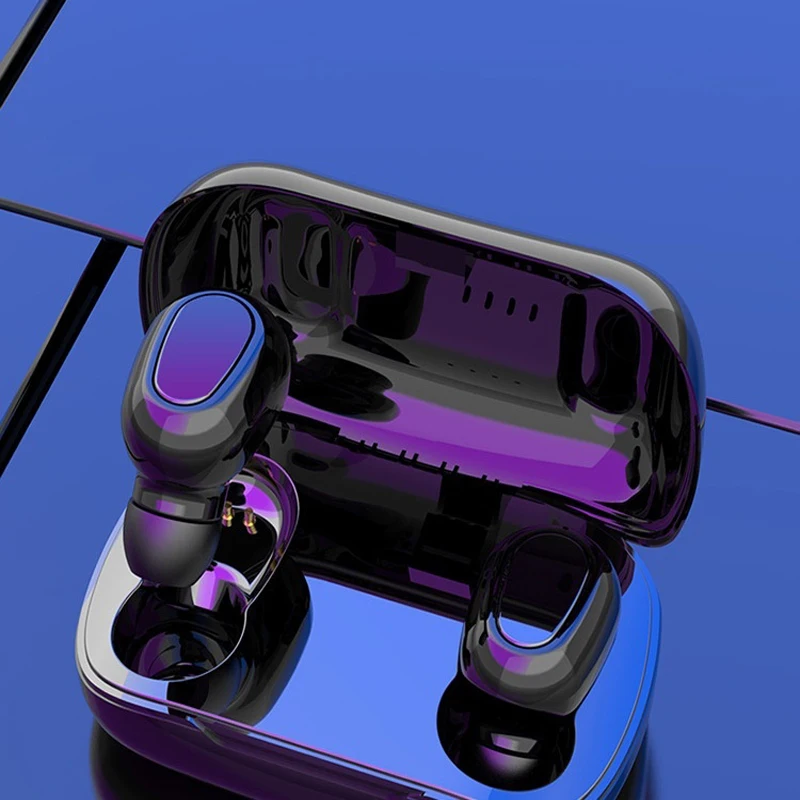 Free shipping 5 0 Bluetooth headset Mini stereo Binaural call Portable charging box Automatic pairing Smart chip HD call