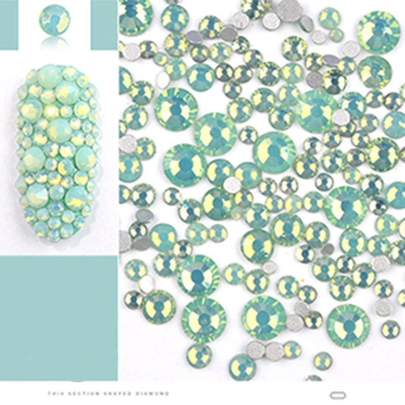 SS4 Green Opal Zziell 1440 шт ss3-ss12 Кристальные цветные опаловые Стразы для дизайна ногтей, аксессуары для маникюра - Цвет: SS4 Green Opal