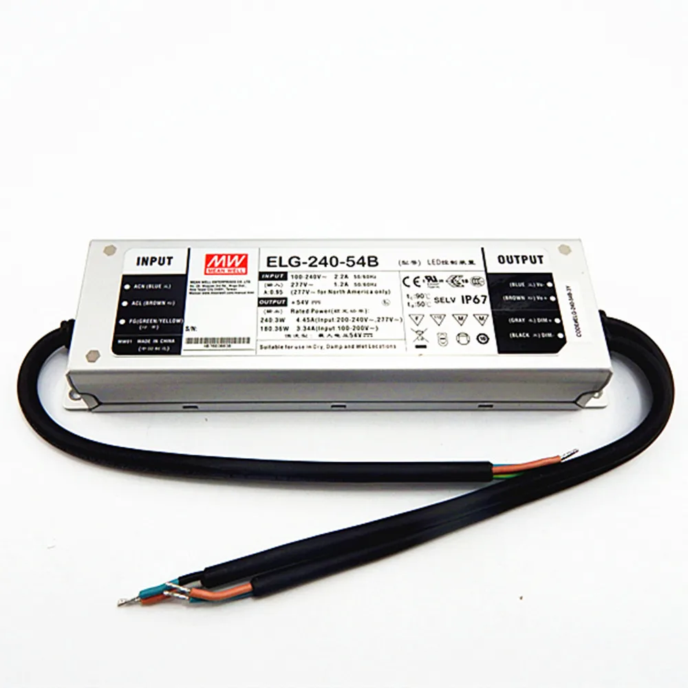 MEAN WELL ELG-240-54B 240 Вт 54 в 4.45A IP67 ток и напряжение Регулировка питания для 2шт CITIZEN CLU058-1825