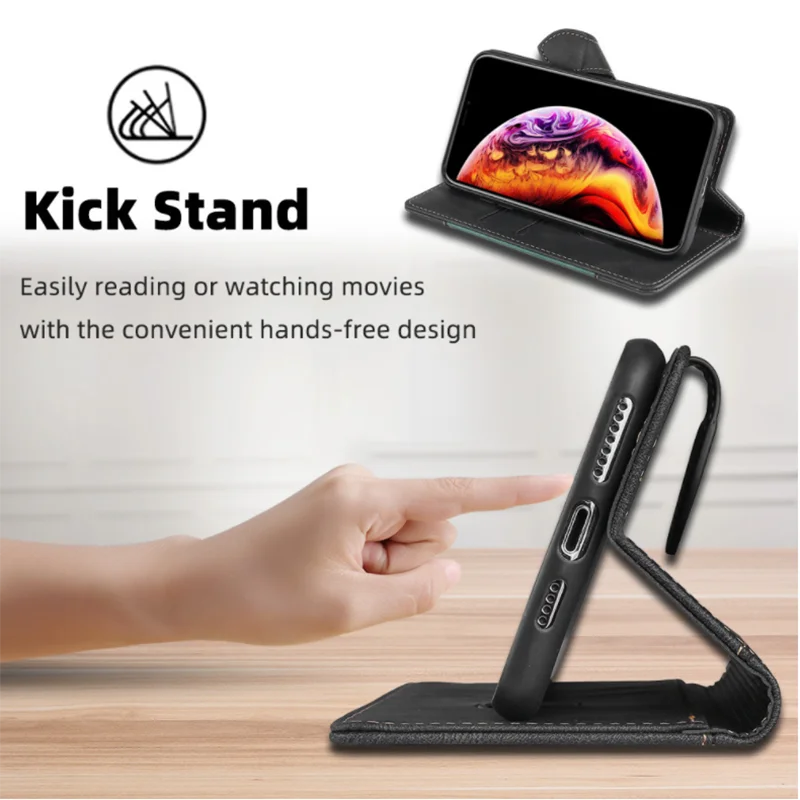 Leather Wallet Phone Case with Magnetic Book Flip Cover
