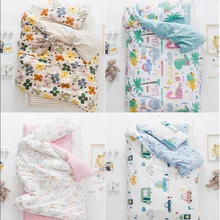 Комплект постельного белья из 3 предметов для малышей; хлопковый комплект постельного белья с милыми животными; Комплект постельного белья с героями мультфильмов; наволочка; простыня; пододеяльник; без наполнителя