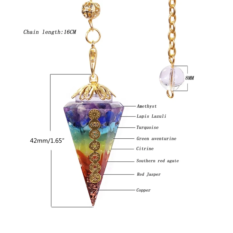 Orgonite Reiki Pendulum Natürliche Stein Amulett Healing 7 Chakra Kristall Energie Meditation Hexagonal Pendanr Für Frauen Schmuck