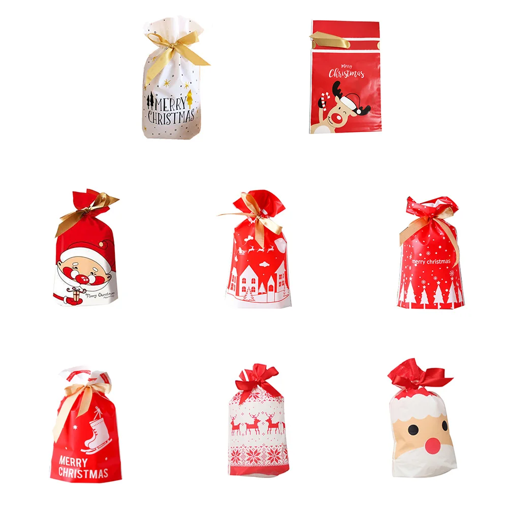 50 шт. Рождественская сумка-кисет Новогодний подарок конфетный комплект лент Карманный милый Рождественский подарок сумка