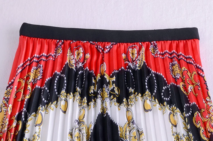 Горячая MiyakeRetro Уайлд Высокая талия тонкая плиссированная юбка с принтом