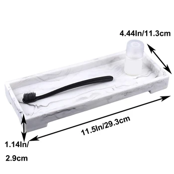 

New Bathroom Tray, Marble Pattern Sink Tray,Resin Vanity Tray for Vanity Essentials Soap Towel Toothbrush Toothpaste or Other To