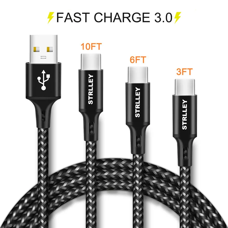 

USB Type C Fast Charge Cable For Samsung Galaxy S10 A50 Note 10 Plus 3m 2m Usb Cable Typec Cabo Usb-c For Xiaomi Mi A3 9 Pro MI9