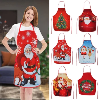 

Linen Merry Christmas Apron Navidad Christmas Decorations for Home Kitchen Apron Accessories 2021 New Year Christmas Gifts Decor