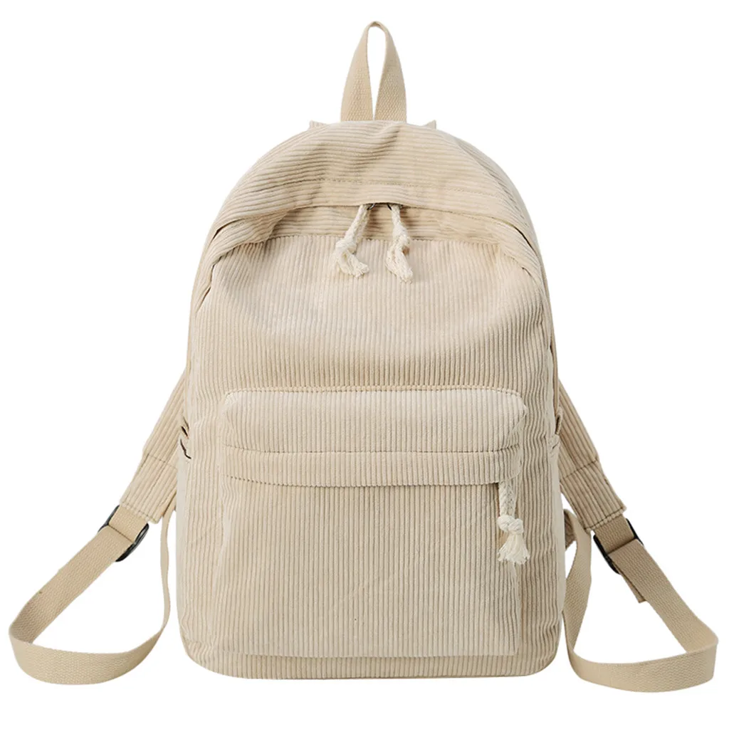 Студенческие сумки, стиль, Мягкий тканевый рюкзак, Женский вельветовый дизайн, школьный рюкзак для девочек-подростков, полосатый рюкзак для женщин - Цвет: Бежевый