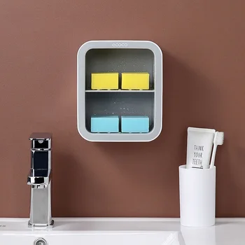 

Double-deck soap and suction cup free punch wall-mounted rack bathroom accessories creative drain soap box soap holder soap dish