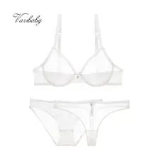 Varsbaby, сексуальное прозрачное нижнее белье, прозрачный бюстгальтер без подкладки+ трусики+ стринги, комплект из 3 предметов с бюстгальтером 32-42CDE