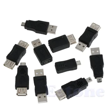 

10pcs OTG 5 pin F/M mini changer adapter converter USB male to female micro USB