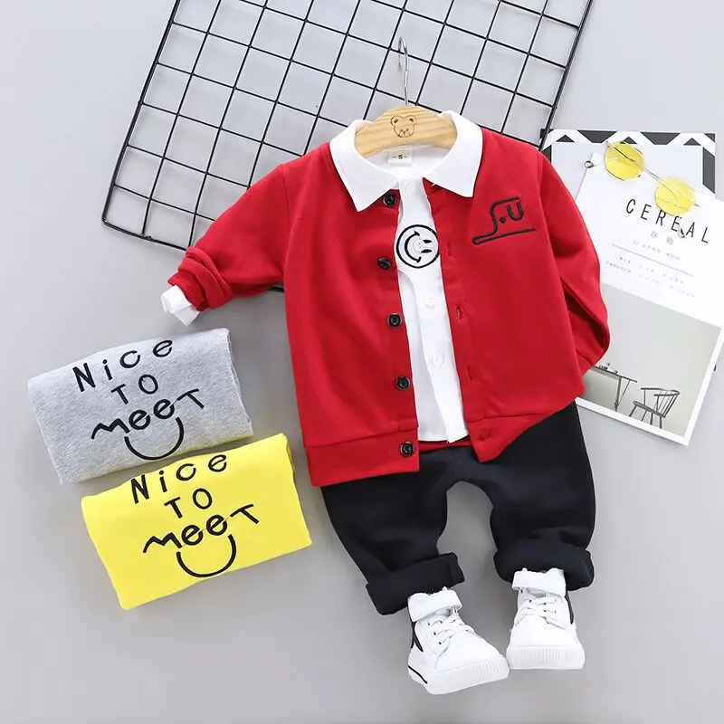 

2019 Baby Spring Clothing Set Children Spring And Autumn Western Style Clothes Pure Cotton Elephant Three-piece Set Infant Sprin