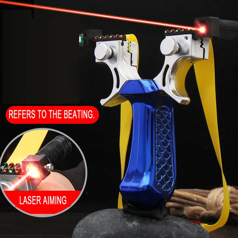 

2019 Laser Aiming Slingshot New High Precision Outdoor Hunting Slingshot with Flat Rubber Band Outdoor Game SlingShot