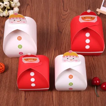 

Christmas candy box 16x7.5x5cm size red /white color 10pcs Gift folding candy box cardboard box wholesale Santa Claus apple box