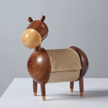 

Home ornaments Cartoon donkey wood toilet paper roll holder tissue holder paper towel holder kitchen napkin holder