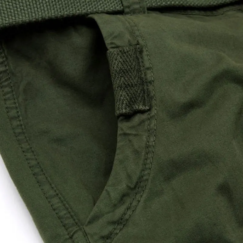 Buy 2019 Fashion New Men's Youth Loose Large Size Multi-pocket Solid Color Five-point Pants Overalls excluding belt