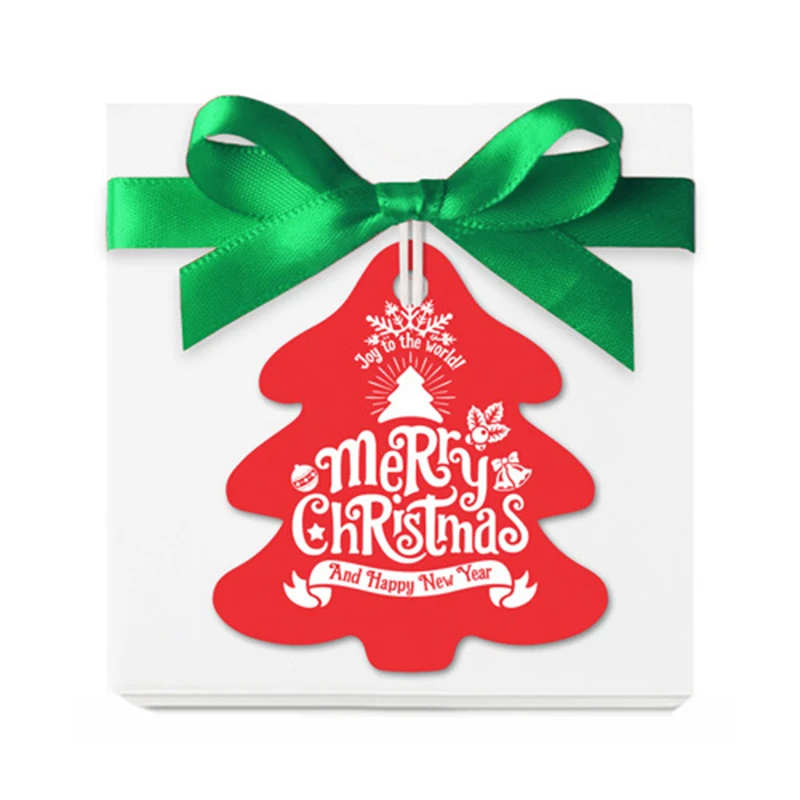 100 шт, Рождественская посылка для выпечки, кулон, Подарочный мешок для конфет Рождество, дерево, украшение, Рождественский Декор, рождественские украшения для дома - Цвет: Red tree