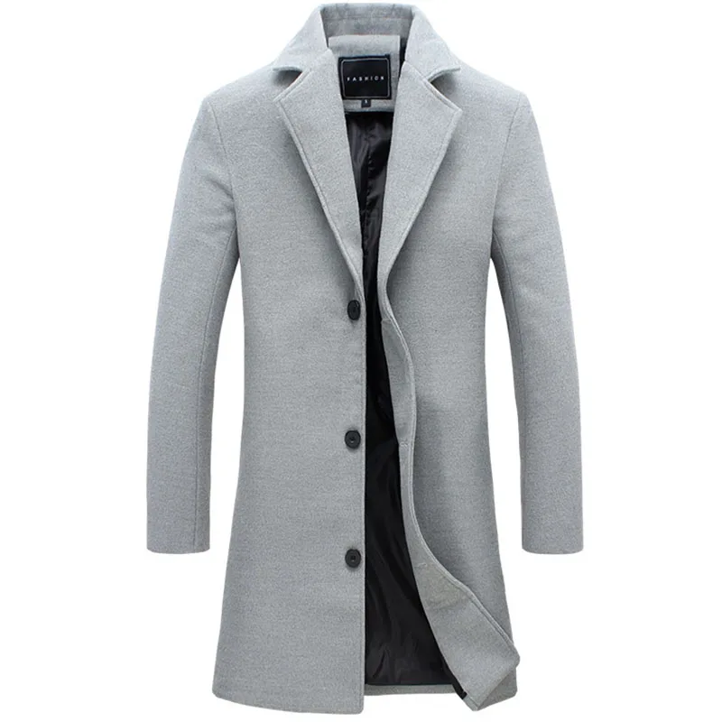 2020 осень и зима Мужская однотонная ветровка Модная Повседневная тонкая Длинная