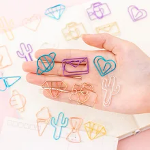 

10Pcs Creative Hollow Envelope Diamond Shape Paper Clips Set Cute Stationery Metal Clear Binder Clips Photo Tickets Notes Letter