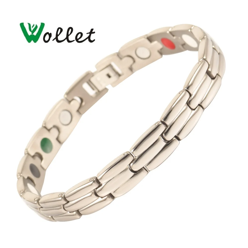 Ювелирные изделия Wollet 5 в 1 Био Магнитный титановый браслет для женщин Серебряный цвет забота о здоровье лечебная Энергия магнит германий