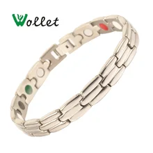 Ювелирные изделия Wollet 5 в 1 Био Магнитный титановый браслет для женщин Серебряный цвет забота о здоровье лечебная Энергия магнит германий