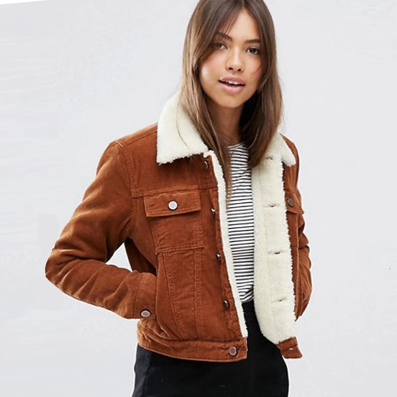 

Women Winter Jas Fat Bont Led Jassen Parka Fashion Faux Fur Voering Corduroy Bomber Jassen Nice runner 2019
