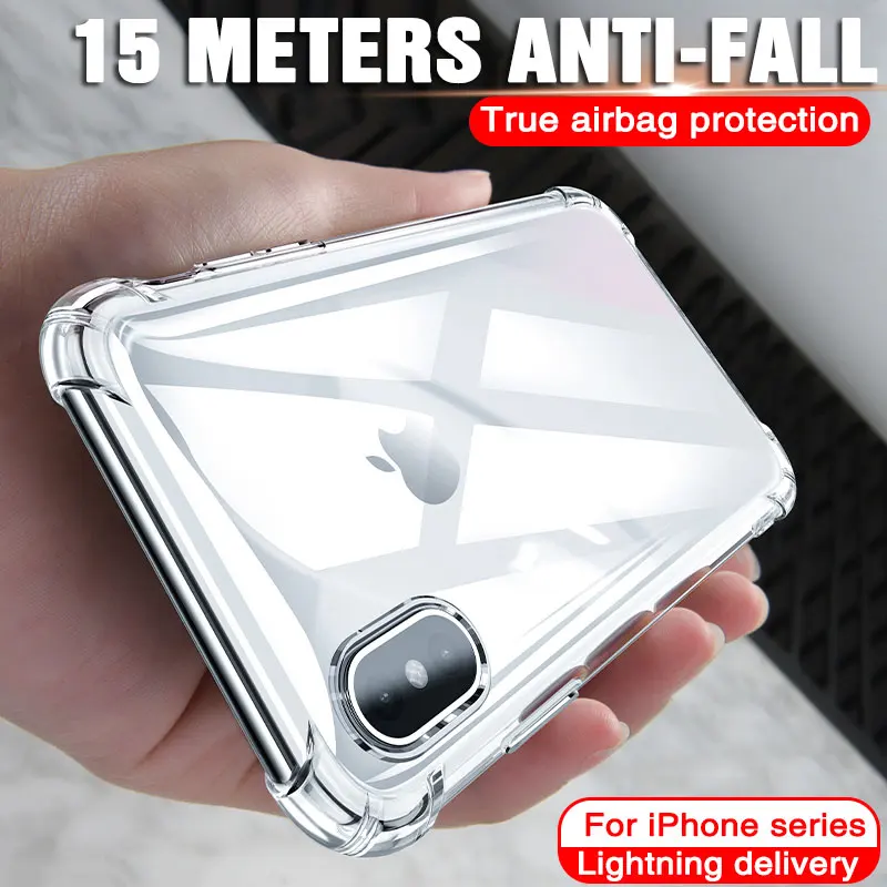 

Luxury Shockproof Silicone Phone Case For iPhone X 7 8 6 6S Plus XS Max XR X 11 Pro Max Cases Transparent Protection Back Cover