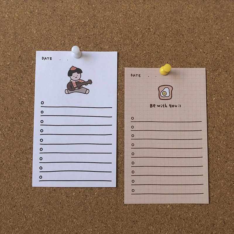 SIXONE 50 Sheets Ins Cartoon Kawaii Girl Note Paper Avocado Handbook Plan Book Memo Pad Portable Notebook Diary Stationery