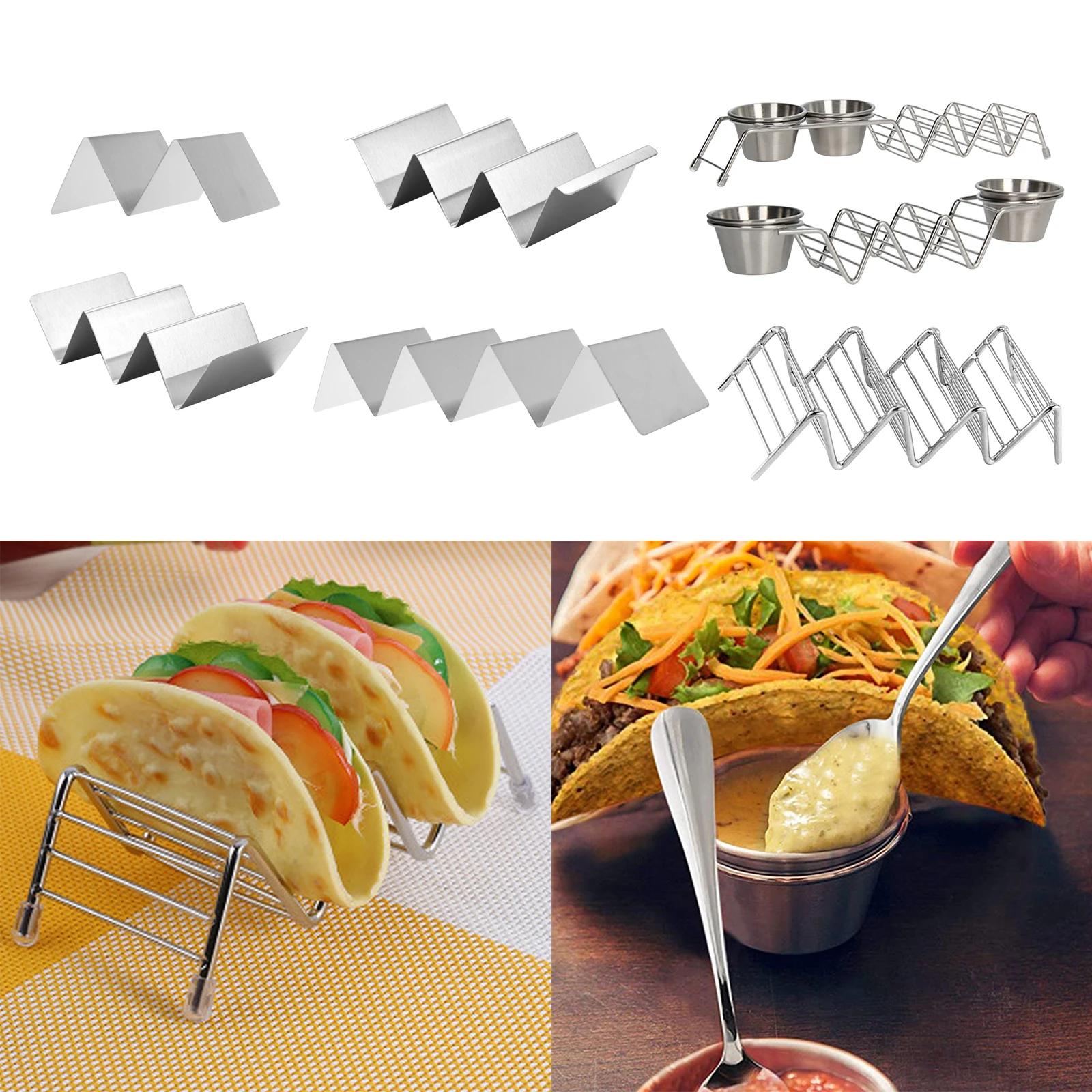 Stainless Steel Taco Holder Tray Mexican Pancake Plate Stand Rack for Oven Grill Mexican Food Rack Stand Kitchen Cooking Tool