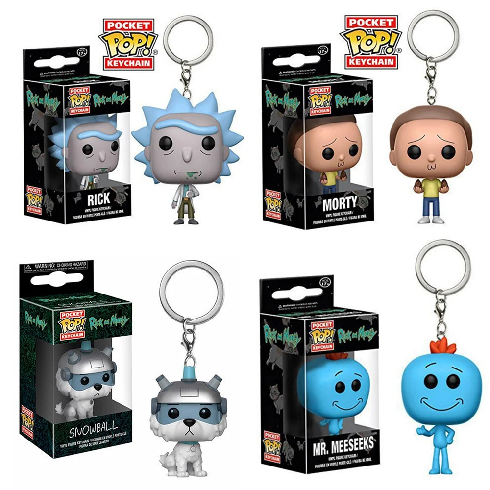 FUNKO POP Новинка Карманный Брелок для ключей POP официальный Рик и Морти символов, движущаяся фигурка, Коллекционная модель елочных игрушек